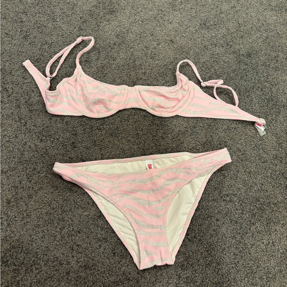 Pink and White Bikini Set